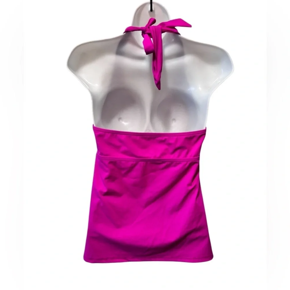 Title Nine Set It Forget It Tankini Top Sz L Raspberry Anemone Halter Style